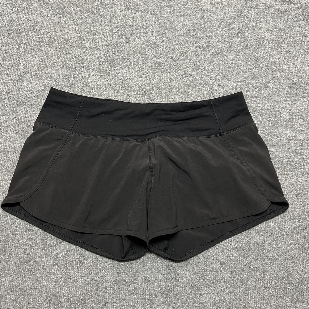 Lululemon Shorts Womens 8 Black Running Lined 3.5 Inseam Back Zip Athletic